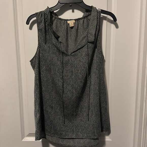 J.Crew herringbone ruffle collar sleeveless top with tie - Picture 2 of 4